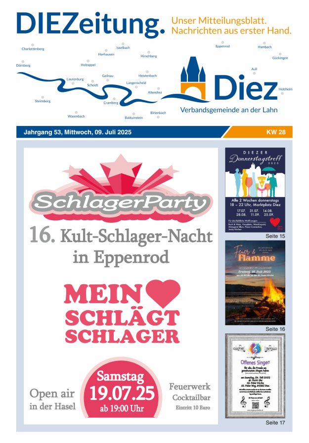 Mitteilungsblatt der Verbandsgemeinde Diez und der Ortsgemeinden Titelblatt 28/2025