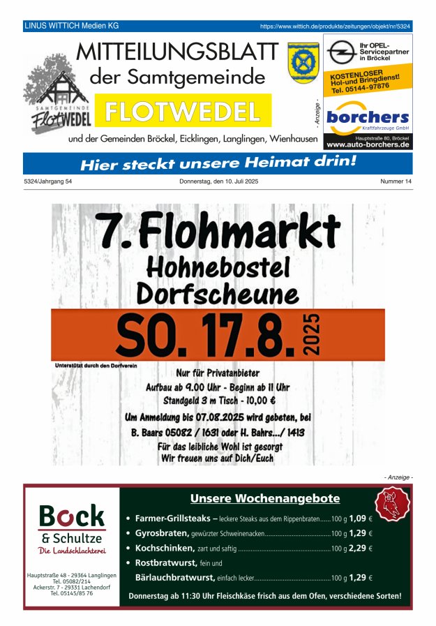 Mitteilungsblatt der Samtgemeinde Flotwedel Titelblatt 14/2025