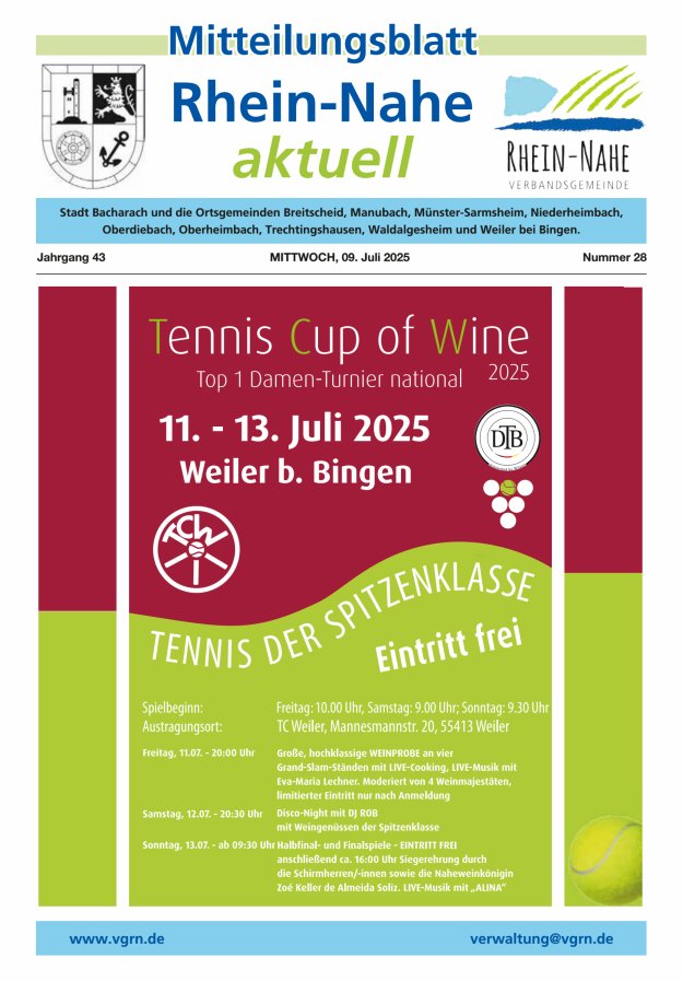 Rhein-Nahe aktuell Titelblatt 28/2025