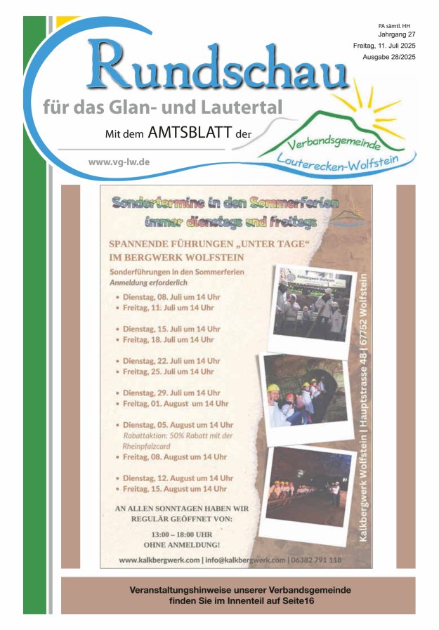 Rundschau für das Glan- und Lautertal Titelblatt 28/2025