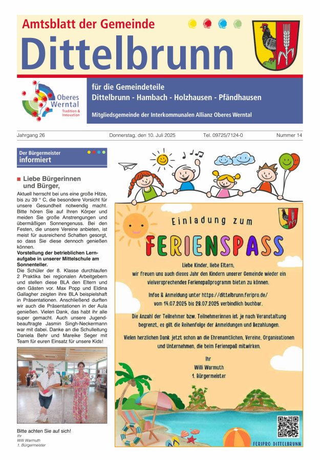 Amtsblatt der Gemeinde Dittelbrunn Titelblatt 14/2025
