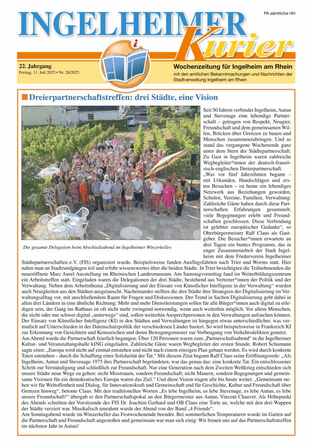 Ingelheimer Kurier Titelblatt 28/2025
