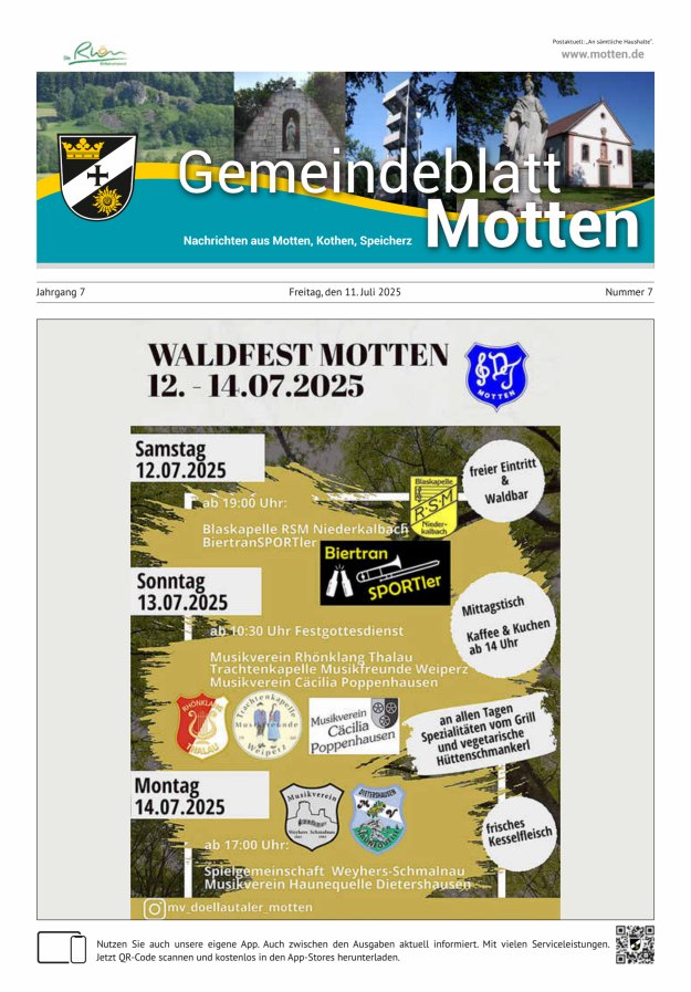 Gemeindeblatt Motten Nachrichten aus Motten Kothen Speicherz Titelblatt 07/2025