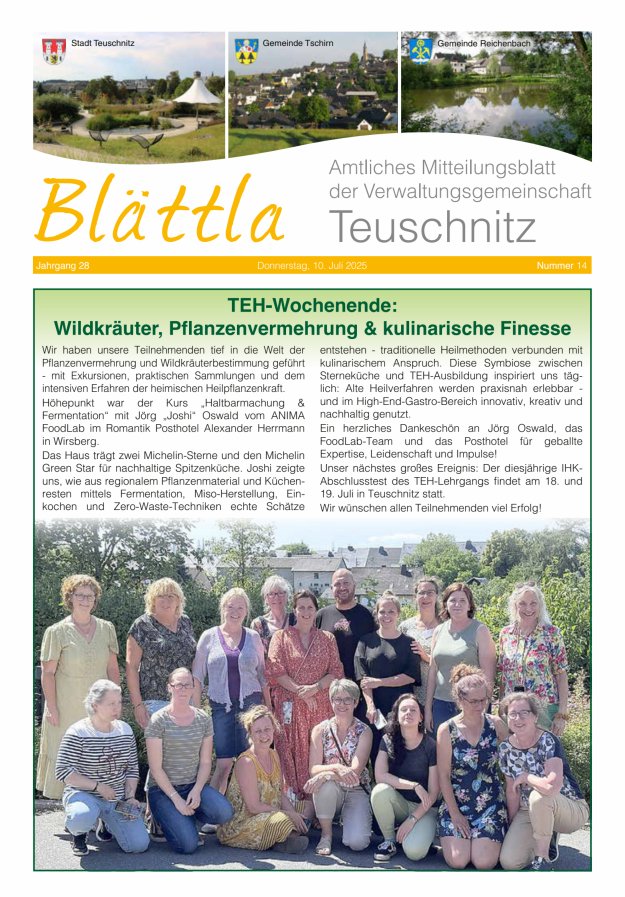 VG-Nachrichten Teuschnitz Titelblatt 14/2025