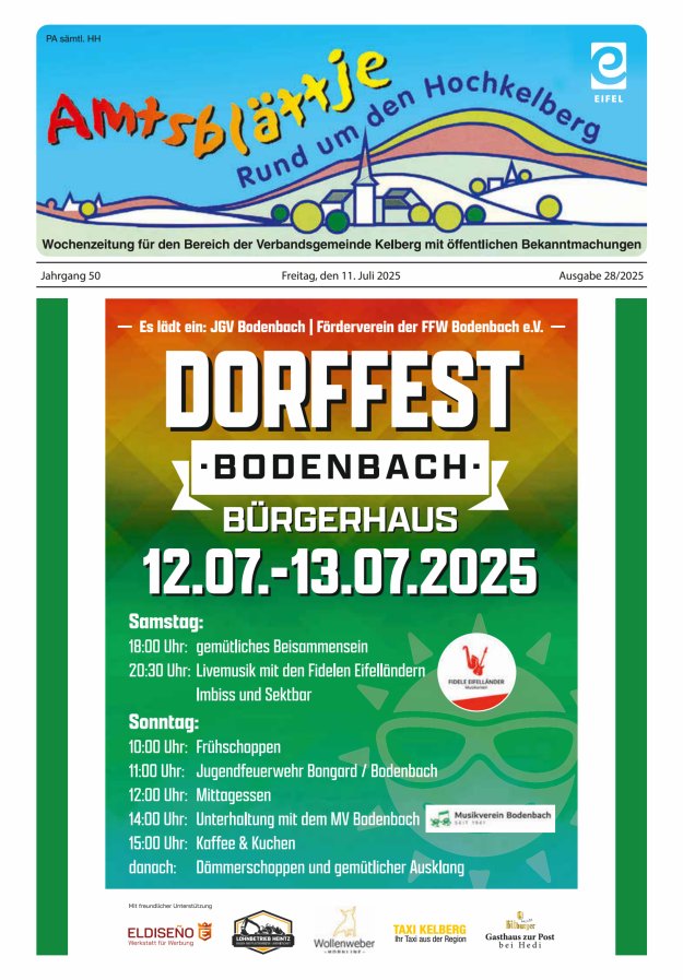 Amtsblättje - Rund um den Hochkelberg Titelblatt 28/2025