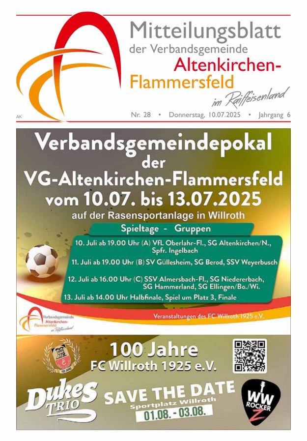 Mitteilungsblatt Verbandsgemeinde Altenkirchen-Flammersfeld Titelblatt 28/2025