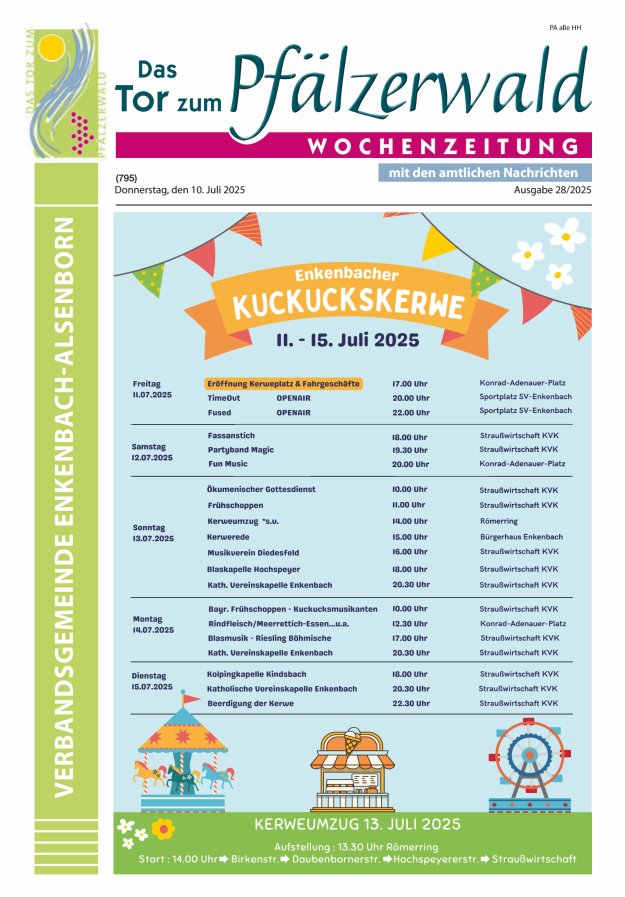 Das Tor zum Pfälzer Wald - VG Enkenbach-Alsenborn Titelblatt 28/2025