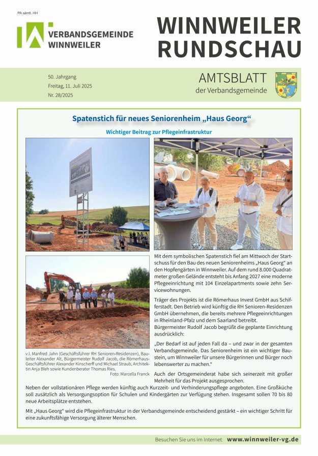 Winnweiler Rundschau Titelblatt 28/2025