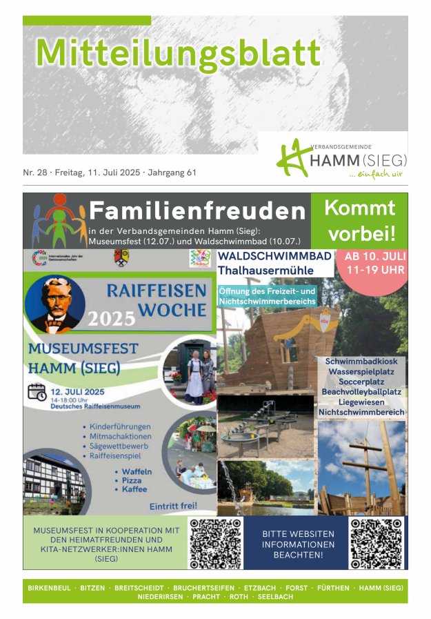 Mitteilungsblatt Hamm (Sieg) Titelblatt 28/2025