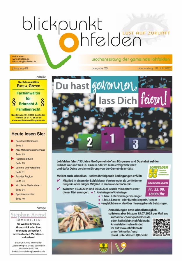 Blickpunkt Lohfelden Titelblatt 28/2025