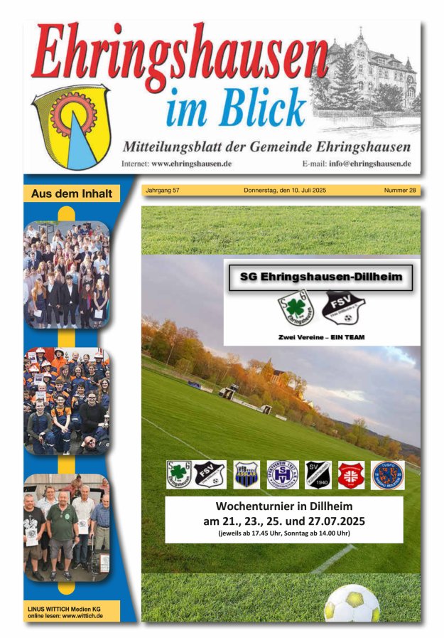 Mitteilungsblatt der Gemeinde Ehringshausen Titelblatt 28/2025
