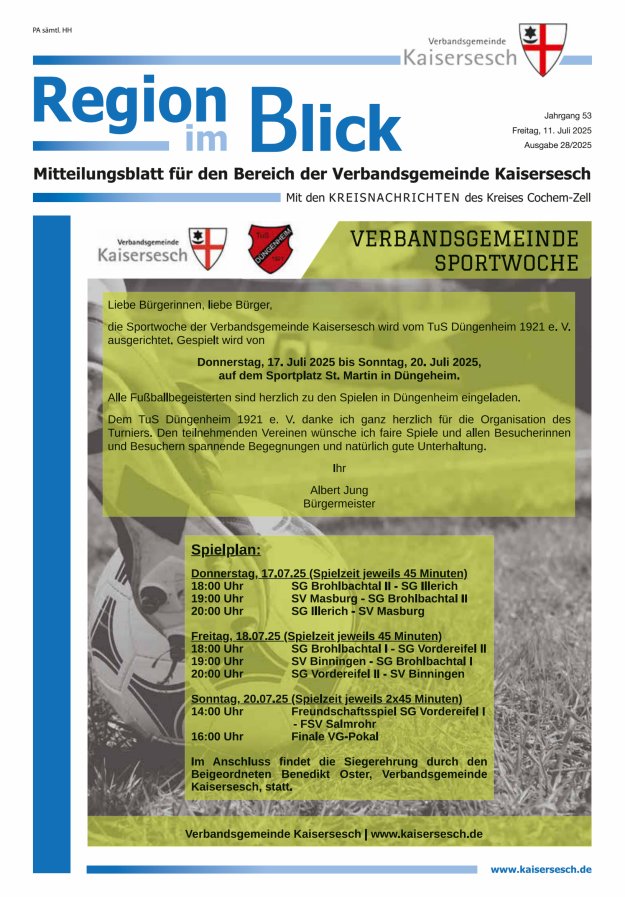 Region im Blick VG Kaisersesch Titelblatt 28/2025