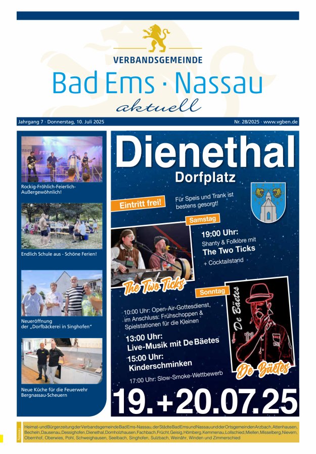 Bad Ems-Nassau aktuell Ausgabe Nassau Titelblatt 28/2025