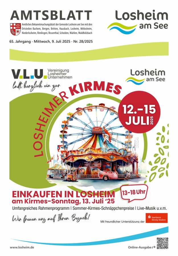 Amtliches Bekanntmachungsblatt der Gemeinde Losheim am See Titelblatt 28/2025