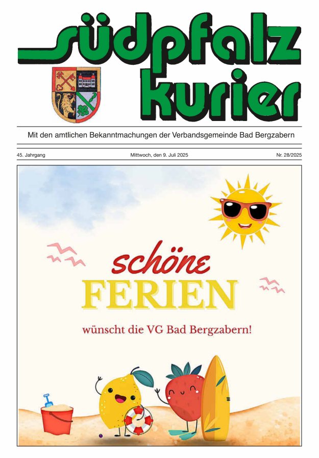 Südpfalz Kurier - VG Bad Bergzabern Titelblatt 28/2025