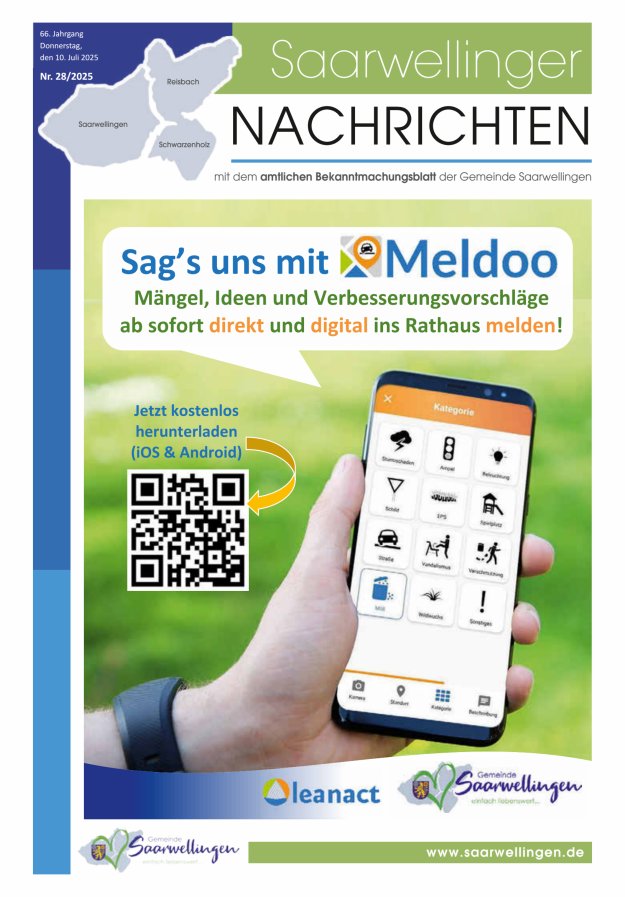 Saarwellinger Nachrichten Titelblatt 28/2025