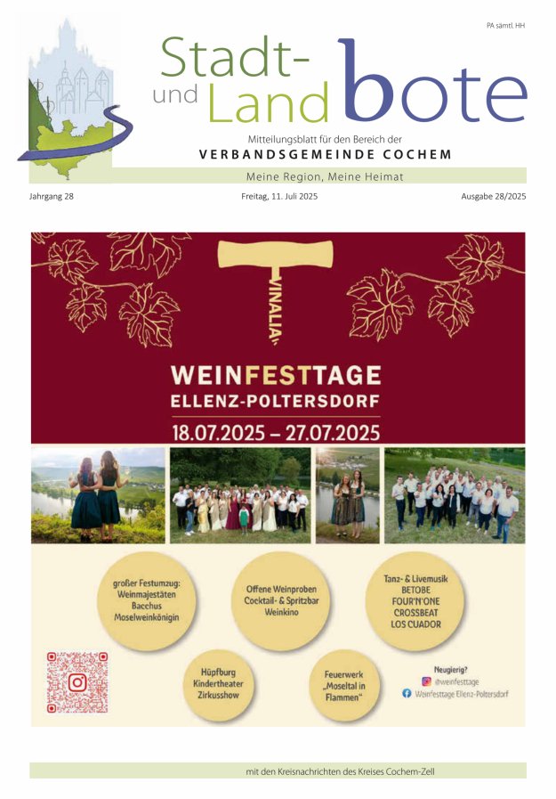 Stadt- und Landbote VG Cochem Titelblatt 28/2025