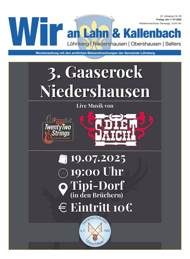 Amtliches Mitteilungsblatt der Gemeinde Löhnberg Titelblatt 28/2025