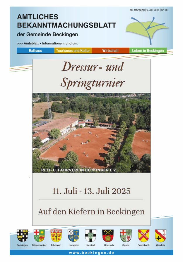 Amtsblatt Beckingen Titelblatt 28/2025