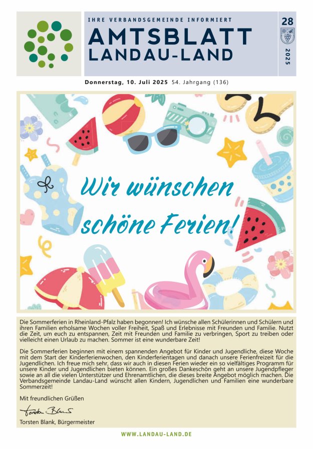 Amtsblatt VG Landau-Land Titelblatt 28/2025