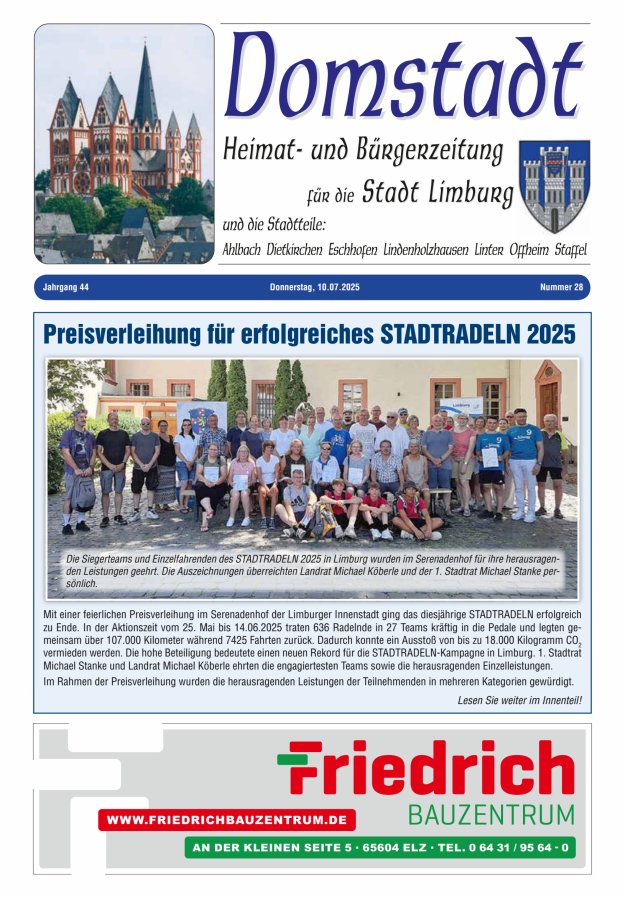Domstadt - Heimat- und Bürgerzeitung für die Stadt Limburg Titelblatt 28/2025