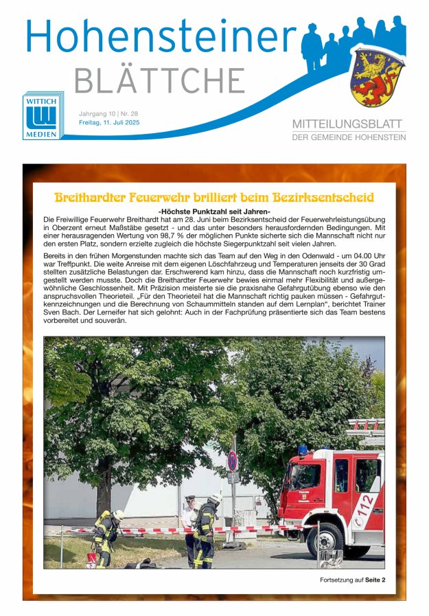 Hohensteiner Blättche Titelblatt 28/2025