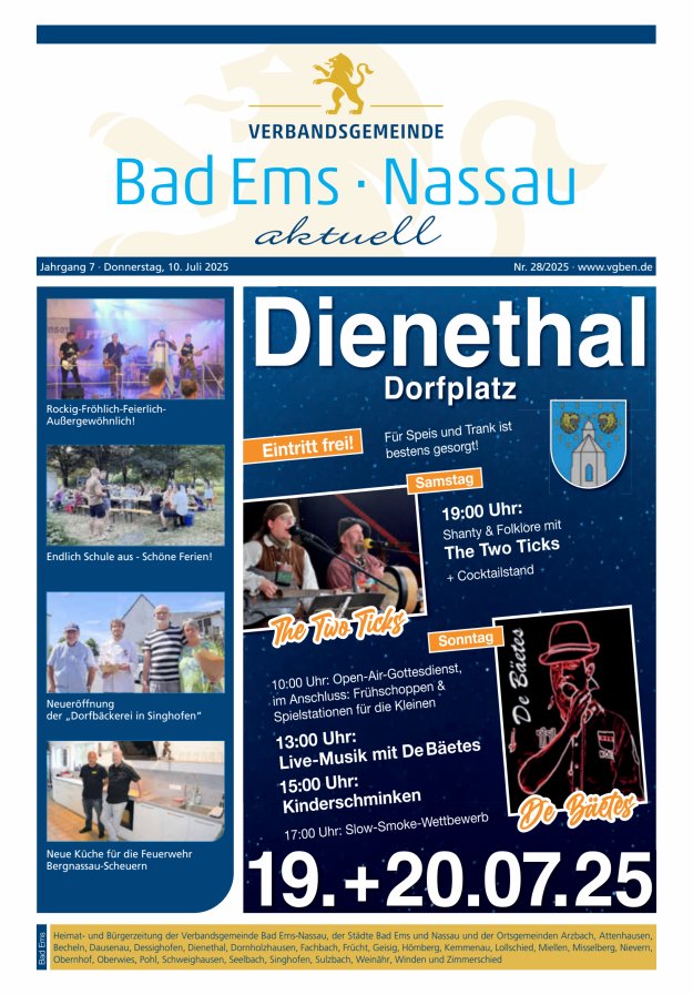 Bad Ems-Nassau aktuell Ausgabe Bad Ems Titelblatt 28/2025