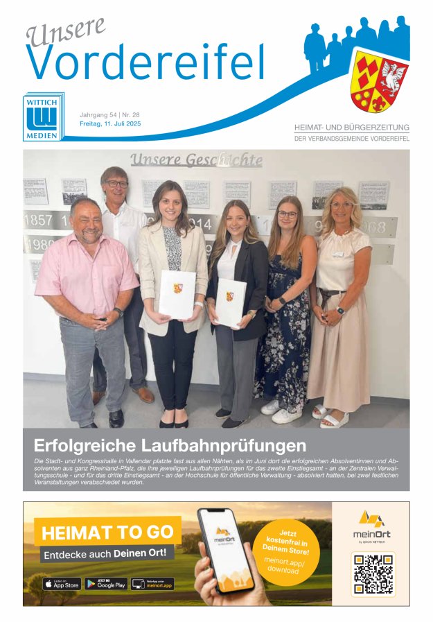 Mitteilungsblatt Vordereifel - Heimat- u Bürgerzeitung der VG Vordereifel Titelblatt 28/2025