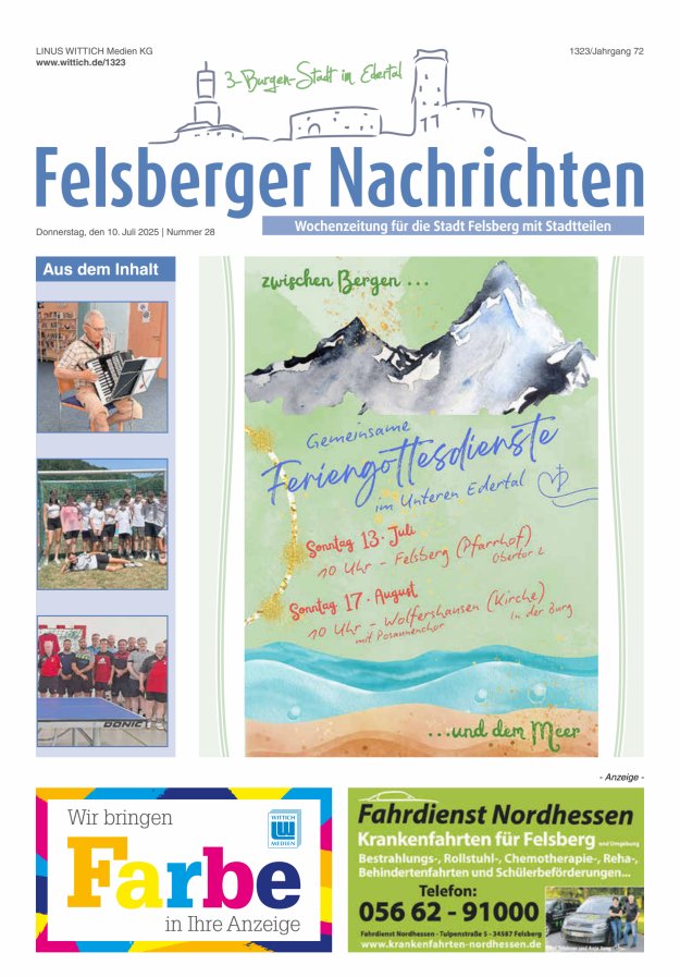 Felsberger Nachrichten Titelblatt 28/2025