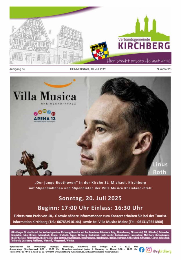 Mitteilungen der Verbandsgemeinde Kirchberg Hunsrück Titelblatt 28/2025