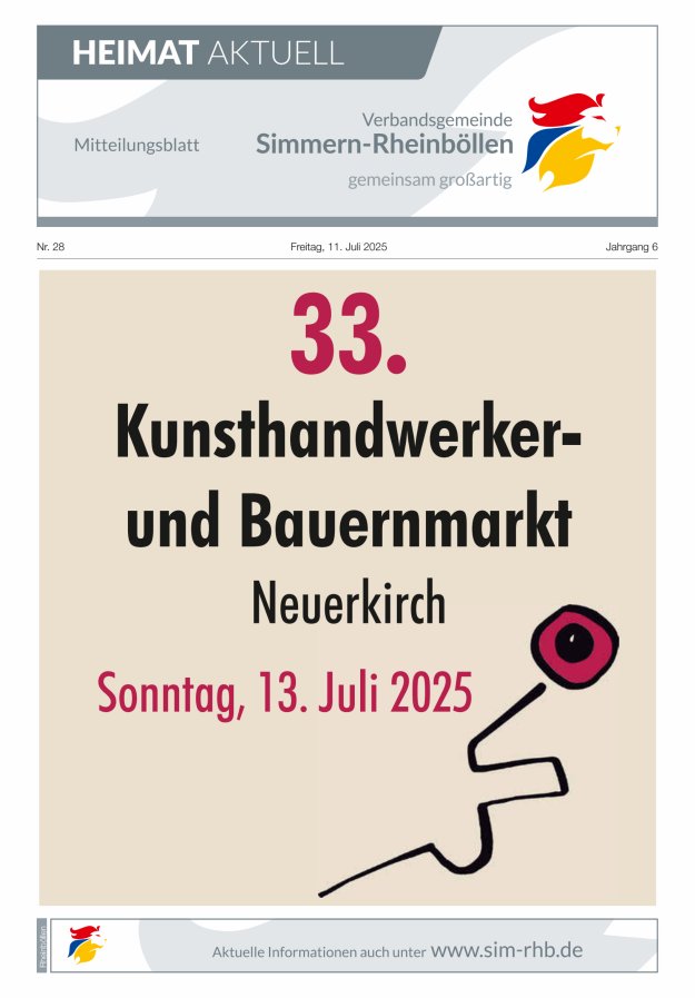 Heimat Aktuell Mitteilungsblatt der VG Simmern-Rheinböllen-Ausg Rheinböllen Titelblatt 28/2025