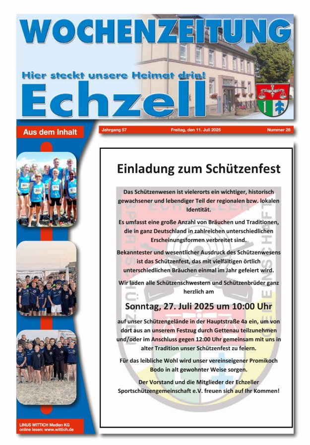 Wochenzeitung für die Gemeinde Echzell Titelblatt 28/2025