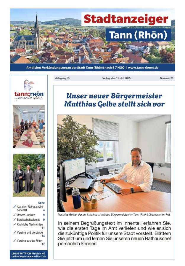 Stadtanzeiger Tann (Rhön) Titelblatt 28/2025