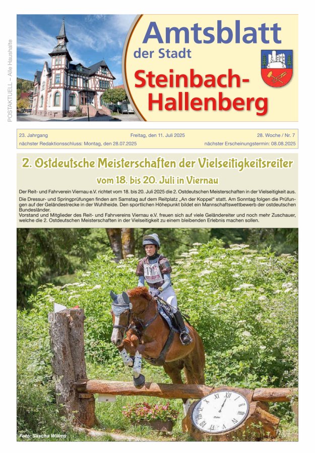 Amtsblatt der Stadt Steinbach-Hallenberg Titelblatt 07/2025