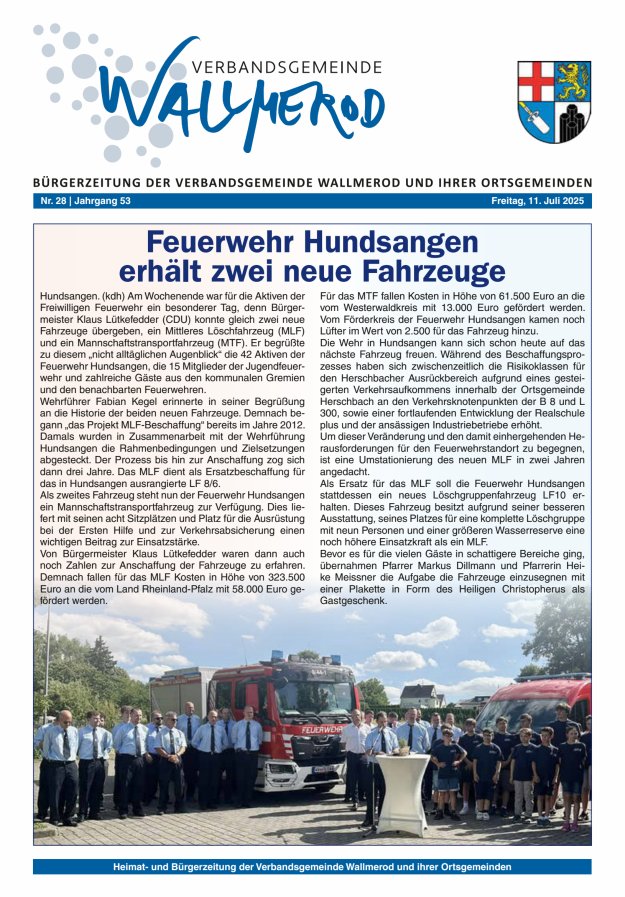 Wir über uns - Verbandsgemeinde Wallmerod Titelblatt 28/2025