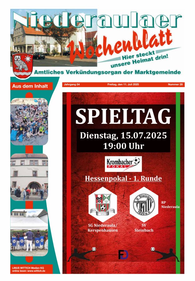 Niederaulaer Wochenblatt Titelblatt 28/2025