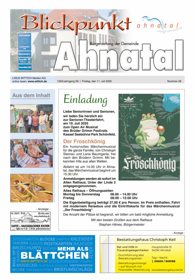 Blickpunkt Ahnatal Titelblatt 28/2025