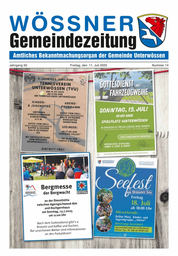 Wössner Gemeindezeitung Amtliches Bekanntmachungsorgan der Gemeinde Unterwössen Titelblatt 14/2025