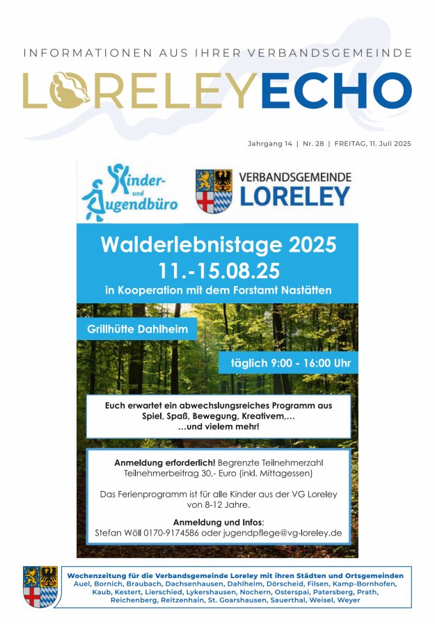 Loreley-Echo - Mitteilungsblatt der Verbandsgemeinde Loreley Titelblatt 28/2025