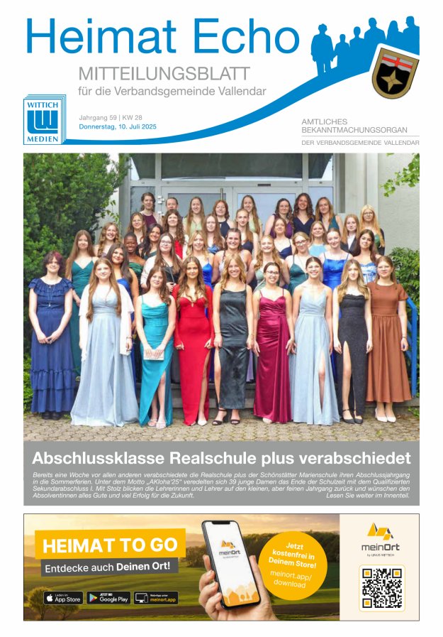 Heimat-Echo - Heimat- und Bürgerzeitung Verbandsgemeinde Vallendar Titelblatt 28/2025