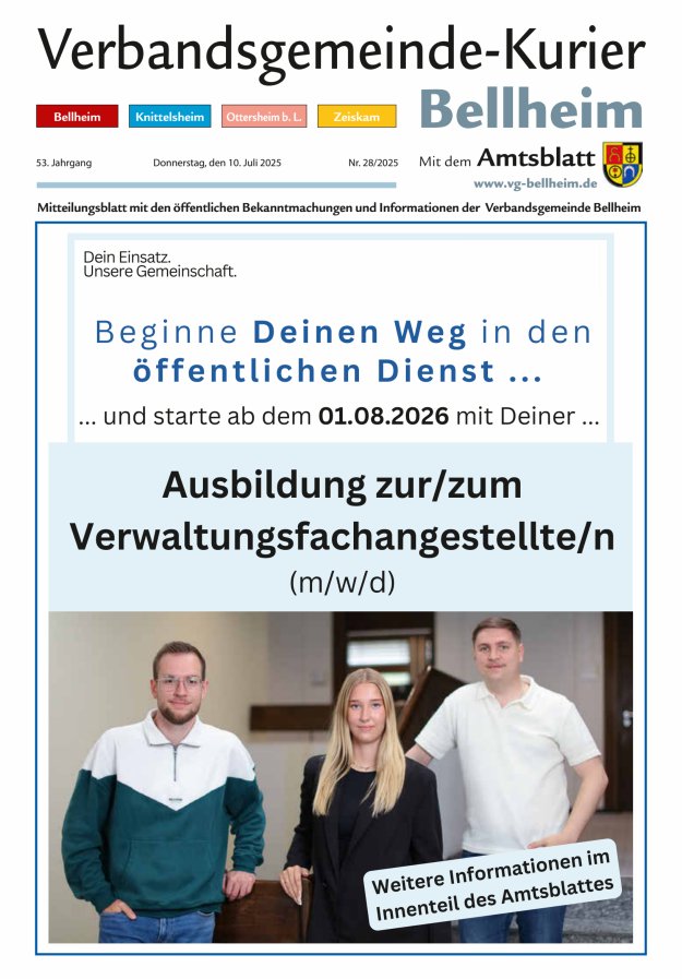 Verbandsgemeinde-Kurier Bellheim Titelblatt 28/2025