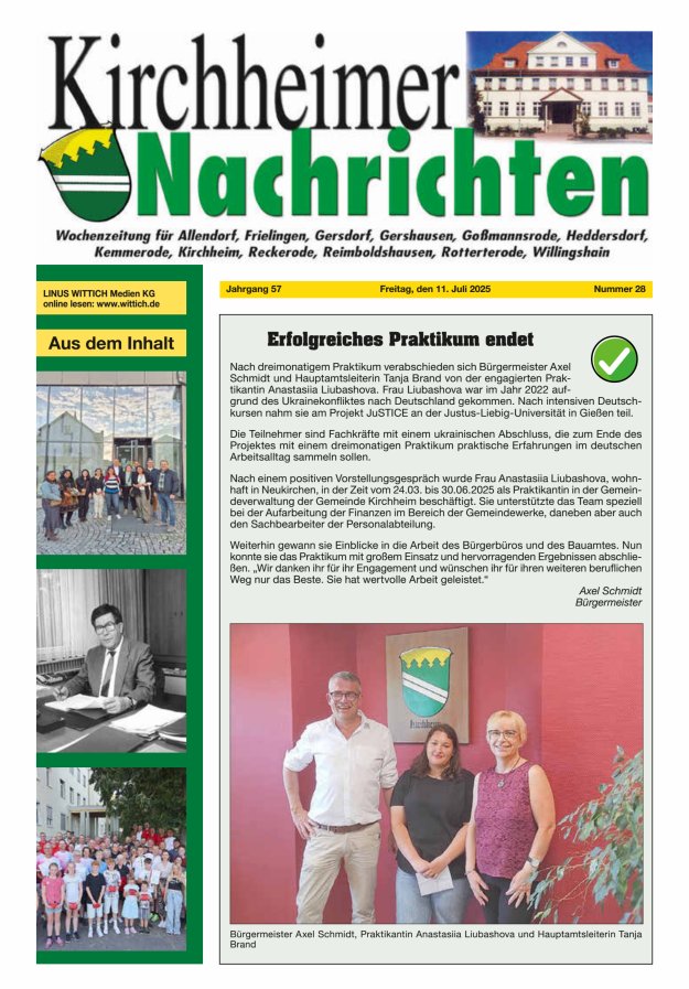 Kirchheimer Nachrichten Titelblatt 28/2025