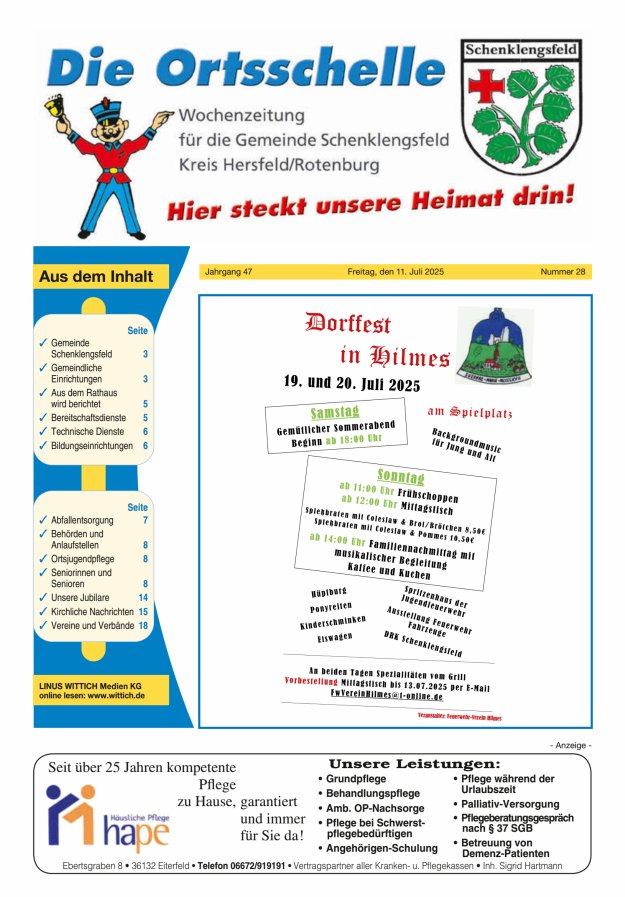 Die Ortsschelle Titelblatt 28/2025