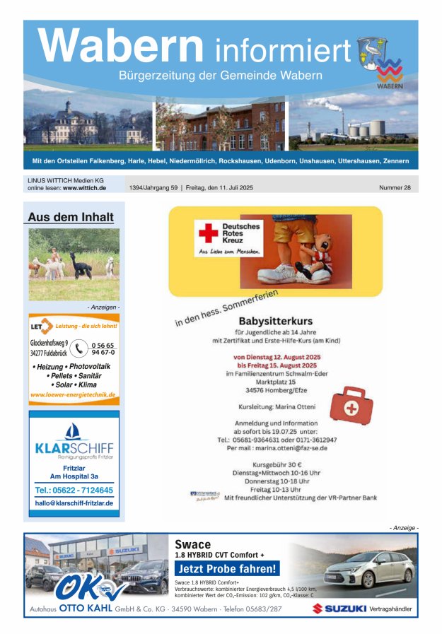 Wabern informiert Titelblatt 28/2025