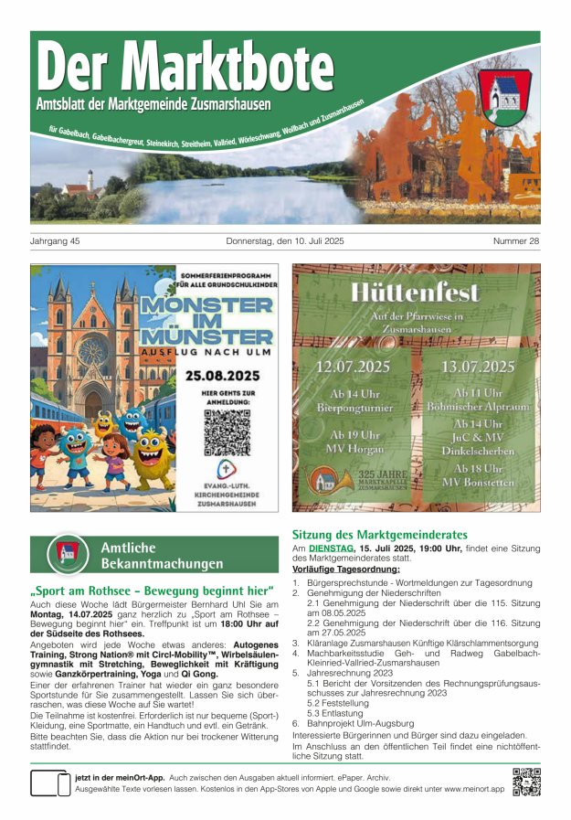 Zusmarshausen - Der Marktbote Titelblatt 28/2025