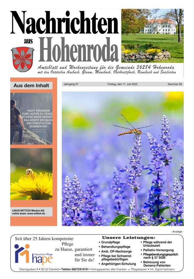 Nachrichten aus Hohenroda Titelblatt 28/2025