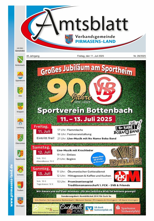 Amtsblatt VG Pirmasens-Land Titelblatt 28/2025