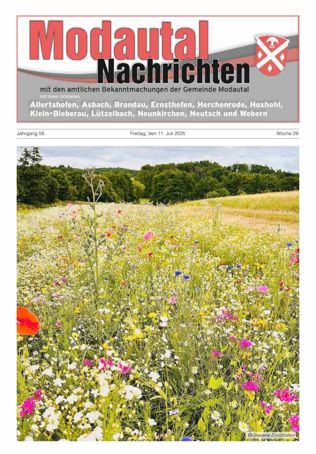 Modautal-Nachrichten Titelblatt 28/2025