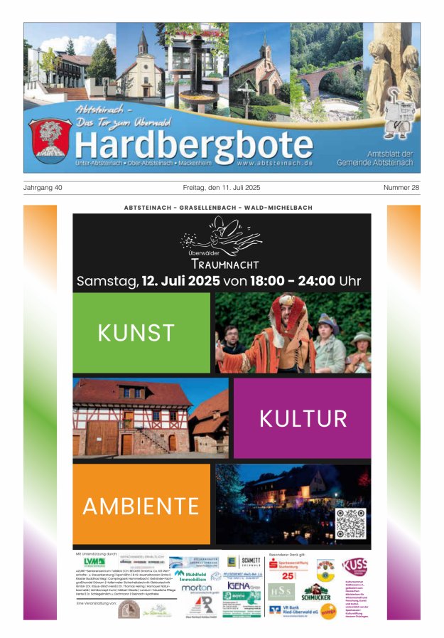 Hardbergbote - Mitteilungsblatt der Gemeinde Abtsteinach Titelblatt 28/2025