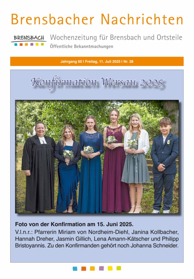 Brensbacher Nachrichten Titelblatt 28/2025